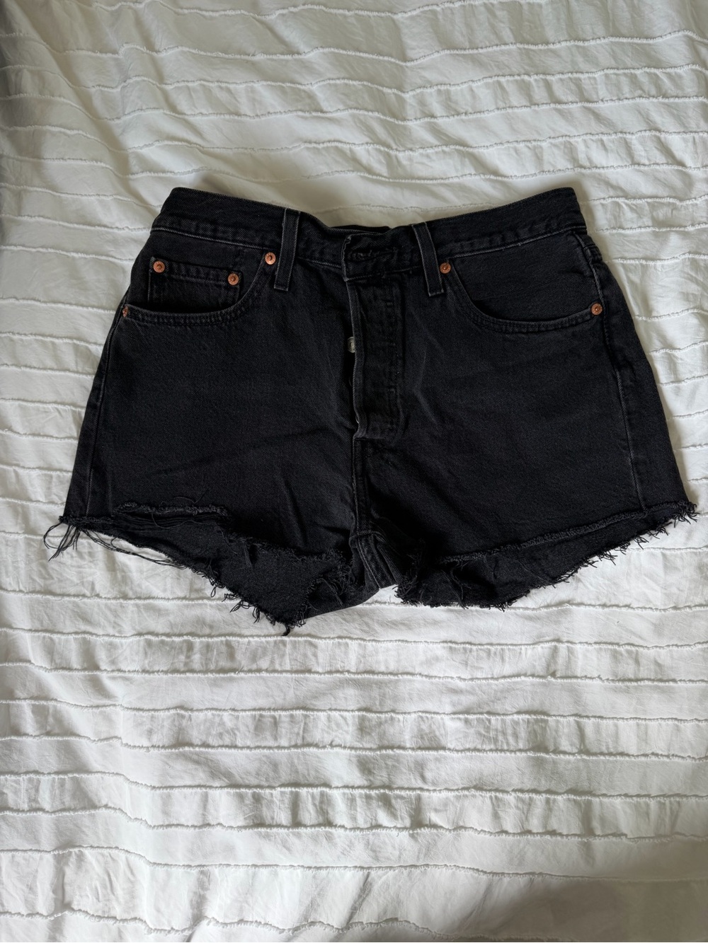 Levi's Black Distressed High-Rise Cutoff Shorts